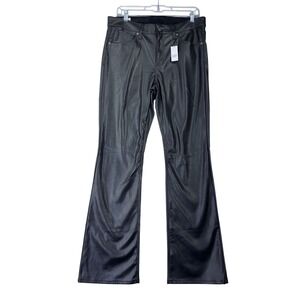 Gap Women's Baby Boot Mid Rise Sz 12 Reg Black Pleather Vegan Leather Pants Goth